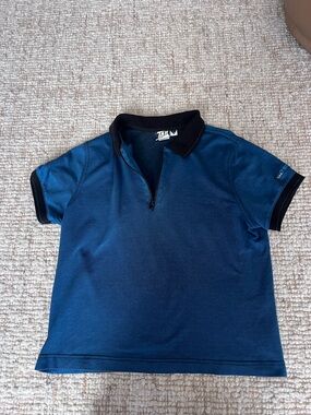 Tail Tech Retro Golf Shirt Top Blue Print 1/4 Zip Polo Shirt VTG Womens LARGE
